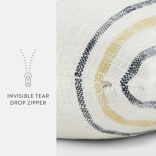 Linen Market Mustard Framed Stripe Cotton Decor Throw Pillow