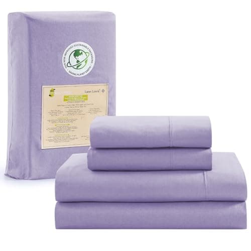 100% Organic Cotton Linen Full-Sheets Set 4-Piece Pure Long Staple Percale Weave Soft Bedding Sheets for Bed