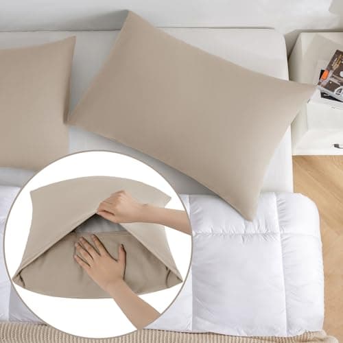 JELLYMONI Linen Grey 20x26 Pillowcases Set of 2 100% Washed Cotton