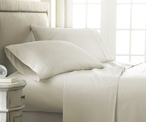 Embossed Checkered Pattern Full Cream 4 Piece Sheet Set by ienjoy Home