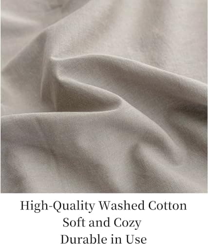 JELLYMONI 100% Washed Cotton Pillowcases Set with Button Closure, 2 Pack Standard(20×26) - Linen Grey