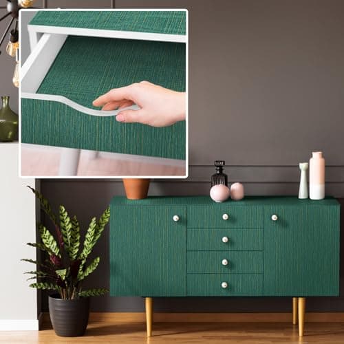 Malachite Green WADILE Textured Linen Peel and Stick Wallpaper