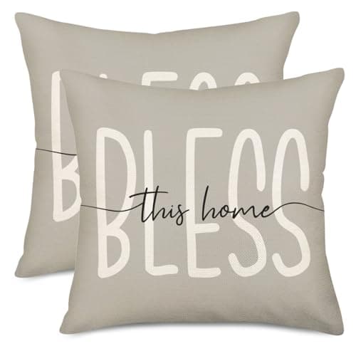 Set of 2 Eucalyptus Pillow Covers 22x22 Inch - Farmhouse Decorations