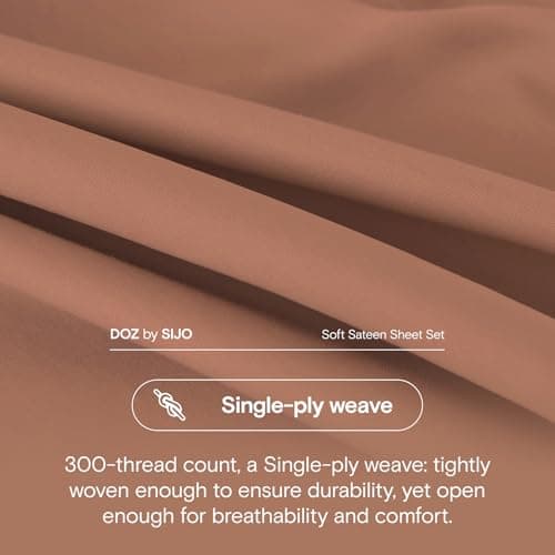 DOZ 100% Long Staple Cotton King Sheets, Soft Sateen Weave, Cooling & Durable