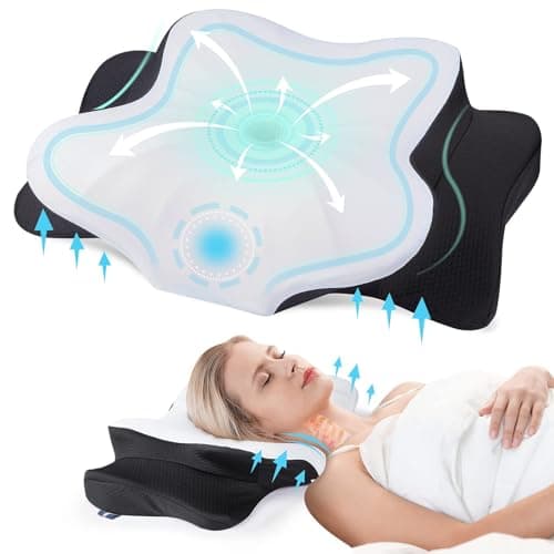 DONAMA Ergonomic Neck Pillow with Contour Memory Foam for Side, Back, and Stomach Sleepers