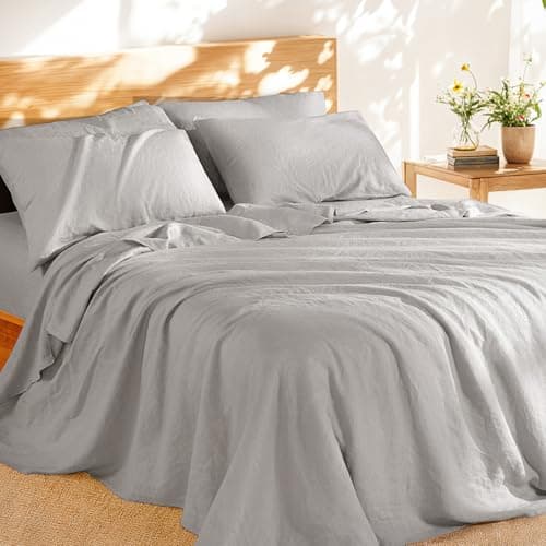 Shilucheng 100% French Linen King Size Sheets - Breathable, Soft & Durable