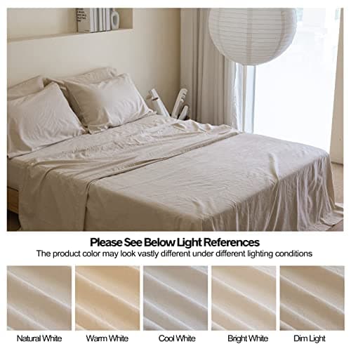 Solid Color Belgian Linen Sheet Set - 6 Pieces (King Size)