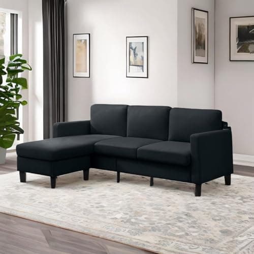 ijuicy Dark Grey L Shaped Sectional Sofa with Storage Ottoman