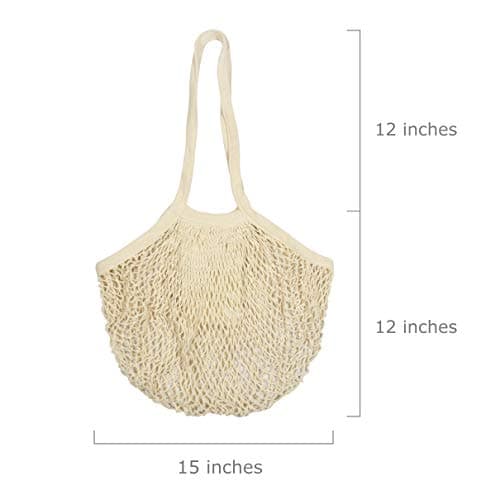 Premium 100% Cotton Mesh Grocery Totes - Reusable French Market Bags (3 Pack)
