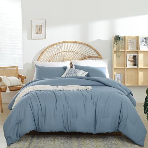 Weigelia Beige Queen Comforter Set - 3PCS Lightweight Soft Solid All Season Bedding with 2 Pillowcases