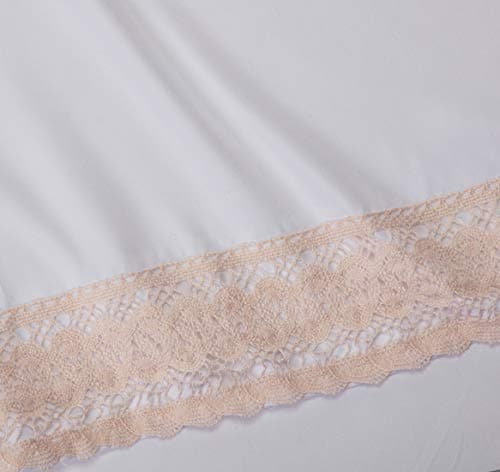 Modern Threads Soft Microfiber Crochet Lace Sheets - White/Blush Queen