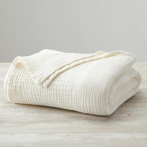 100% Cotton Muslin King Size Blanket | Soft, Breathable, Lightweight Bedding | Maria Collection