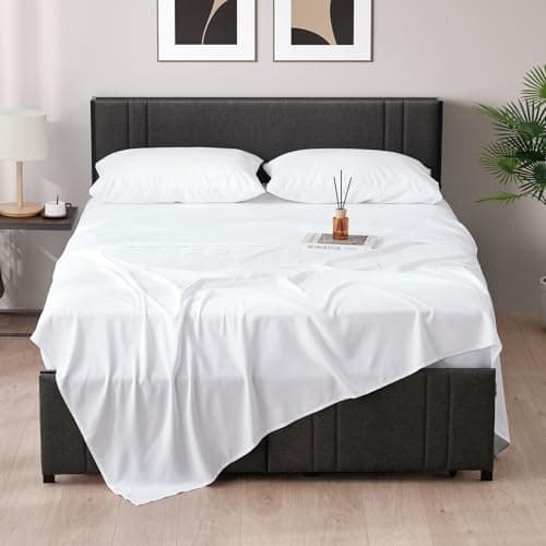 Z-hom Full Size 4-Piece Bed Sheets, Cooling & Breathable, Extra Soft & Wrinkle-Free, Deep Pocket, White