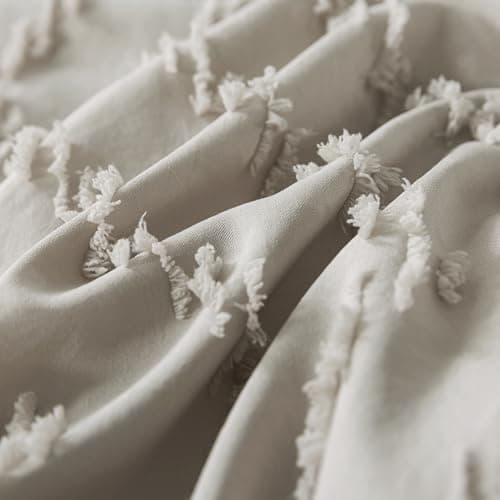 Andency Queen Beige Comforter Set Boho Cream Tufted Bedding 3 Pieces