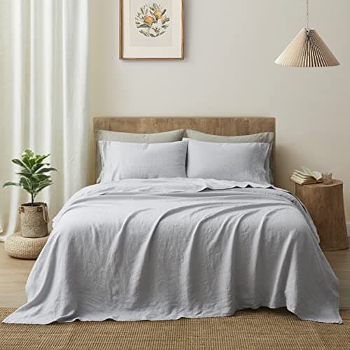 ATLINIA Stone Washed 100% Pure Flax Linen Queen Bedding Sheets Set