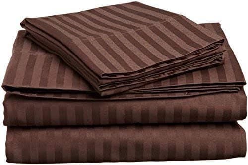 Soft 100% Natural Cotton 550-TC Full Size Sheets (Stripe, Light Blue)