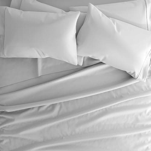 6 Piece Linen Bed Sheet Set, Light Gray, California King