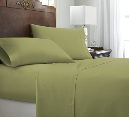 Ultra-Soft & Cooling Twin Bed Sheet Set (Sage Chevron) - Deep Pocket Fits 16 Mattress