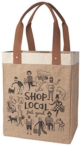Burlap Market Tote: Goods and Provisions - 17 tall x 13.5 wide x 8.8 deep