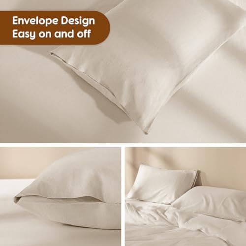 LBRO2M France Linen Queen Size Pillowcase Set 20"X30", Soft & Durable (2pcs)