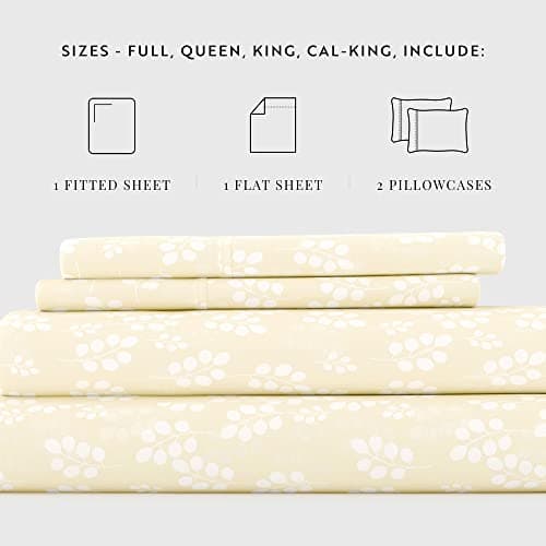 Ultra-Soft & Cooling Queen Bed Sheet Set - Ivory Wheatfield