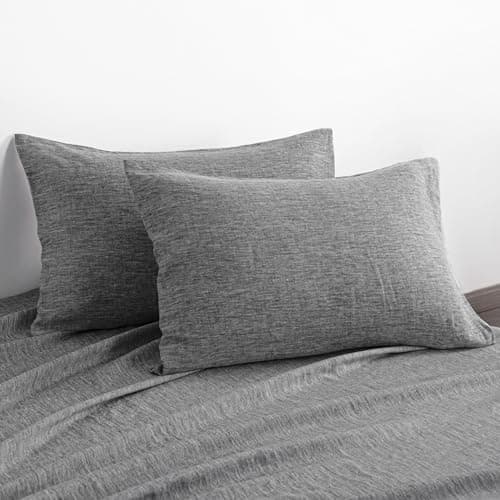 NTBAY 100% Linen Yarn Dyed Pillowcases, Breathable & Cooling, 20x26 Inches