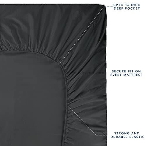 Sunday Home 100% Oeko Tex Certified Cotton Sheets - Dark Grey Queen Set