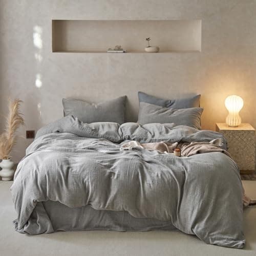 VM VOUGEMARKET Queen Blue Striped Duvet Cover & Pillowcases Set