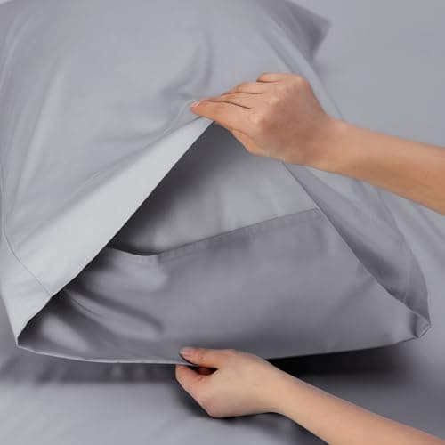 Bedsure King Size Cooling Sheets, Rayon from Bamboo, Deep Pocket 16", Silver Grey