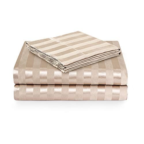 Soft Pink Silk Satin Sheets, Hypoallergenic Full Size Bedding Set, 4 Piece, Deep Pocket
