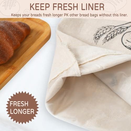 Reusable Linen Bread Bags for Sourdough and Toast, Extend Freshness with Drawstring Storage