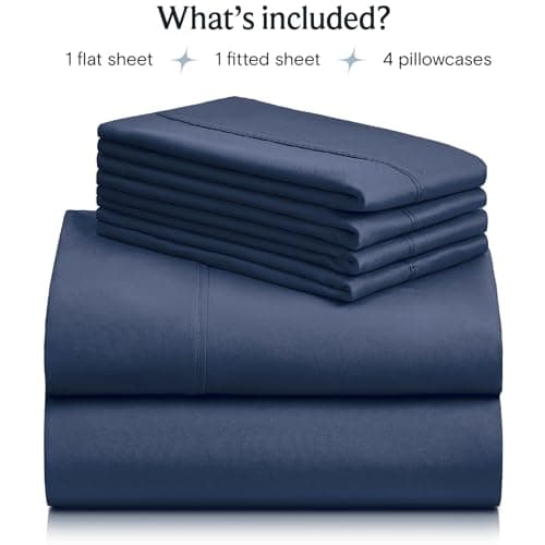 LuxClub 6 PC Queen Sheet Set, Navy Queen