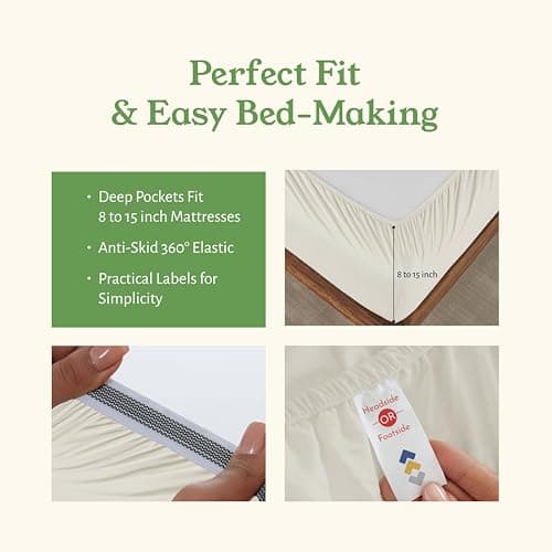 California Design Den 100% Organic Cotton Deep Pocket Sheets - Ivory