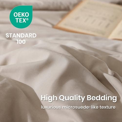 Boho Queen Comforter Set Beige, 3-Piece Modern Farmhouse Bedding Light & Fluffy