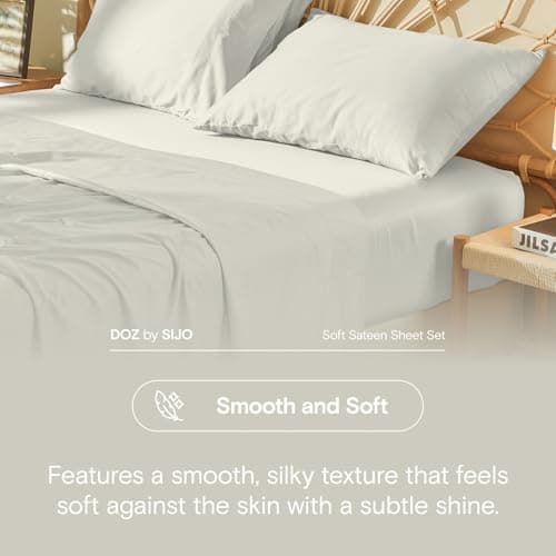 DOZ 100% Long Staple Cotton Sheet Set, Ivory, Cal King