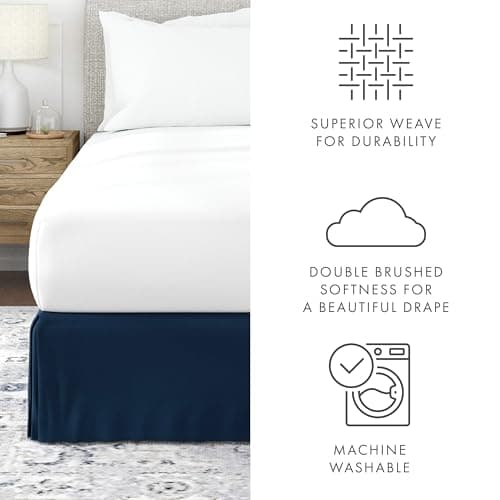 Cal King Navy Bed Skirt - Ultra Soft Microfiber - Easy Fit - Hotel Quality - Shrinkage & Fade Resistant