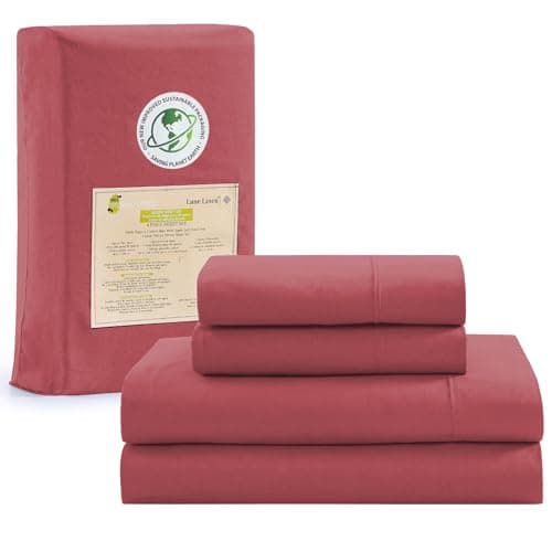 100% Organic Cotton Linen Full-Sheets Set 4-Piece Pure Long Staple Percale Weave Soft Bedding Sheets for Bed