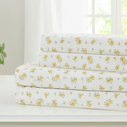 Modern Threads 4-Piece Deep Pocket Bedding Deep Pocket Mattress Up to 16 Inch Rose Bloom Full Size