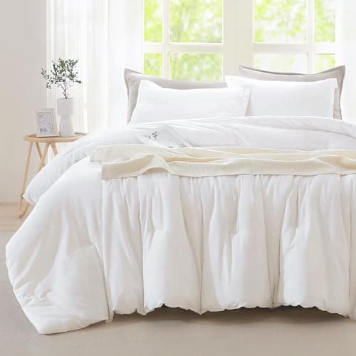Grey Cotton Comforter Queen Size, Breathable Bedding Sets 3 Pieces for All Season