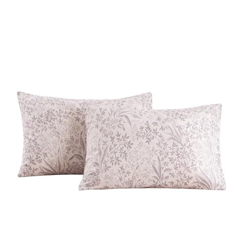 100% Cotton King Size Pillowcases with Botanical Floral Print, 2 Pack