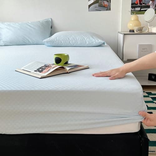 Light Green Thin Stripe 59"x79" Long Staple Cotton Queen 3 Piece Sheet Set