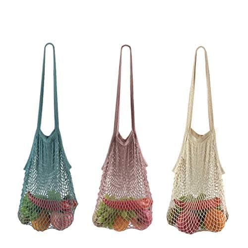 Reusable Net Shopping Bag for Groceries & Storage Long Handle Organizer