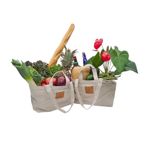 Eco-friendly Reusable Grocery Bags (Set of 2) | Soft, Durable Canvas Totes with Pockets