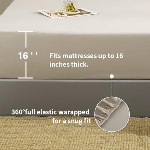 TUMEI 100% Natural Linen King Size Sheets Set - Soft & Durable 4PC Bedding