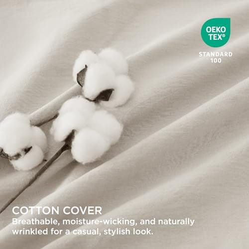 Queen Size Linen Color Comforter Set - Cotton Fabric with Microfiber Fill, 3 Pieces