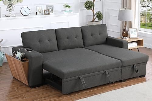 Devion Maison 4-in-1 Convertible L-Shaped Couch with Pull-Out Bed and Storage