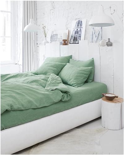 100% European Flax Linen King Bed Sheets, Breathable Cooling for Hot Sleepers