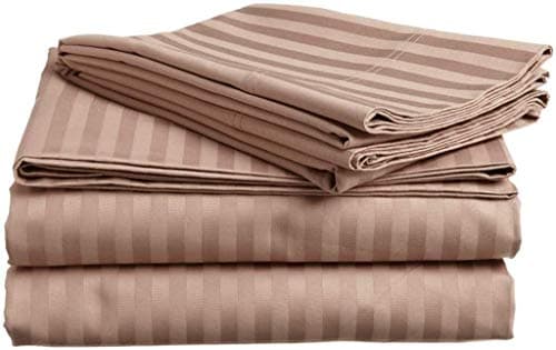 Authentic 1500 Thread Count Egyptian Cotton 4-PC Sheet Set (Queen, Beige Stripe)