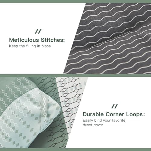 Litanika Queen Comforter Set - Sage Green, Light Green Stripe, All Season Bedding