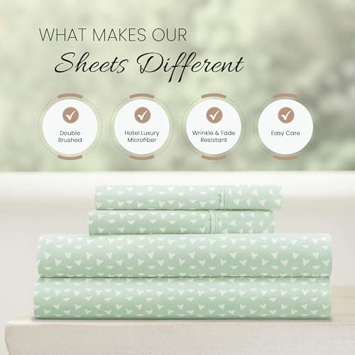 Ultra-Soft & Cooling Bed Sheets - Jade Arrows Design - Full Size - Deep Pocket Fits 16 Mattress